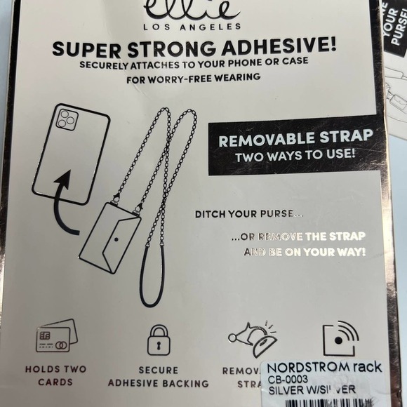 Nordstrom Silver Metallic Phone Pocket Crossbody Wallet Case RFID - Picture 5 of 10